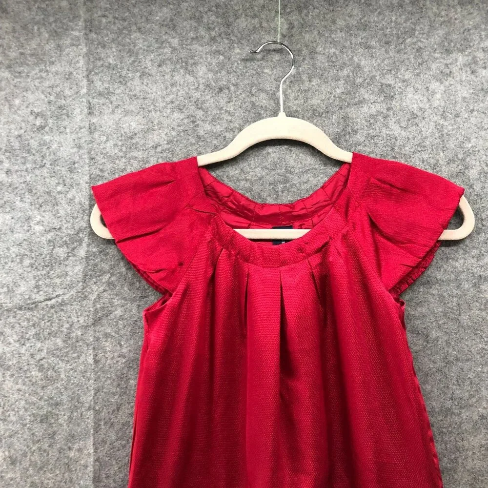 Gap Girls Size‎ 8 Satin Short Sleeve Party Dress Pleated Ruffle Tiered Formal
